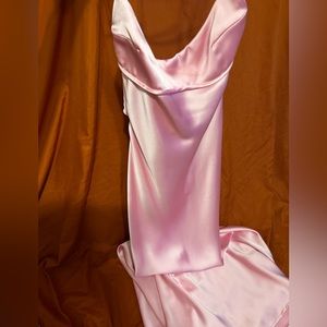 Zara light pink satin midi dress